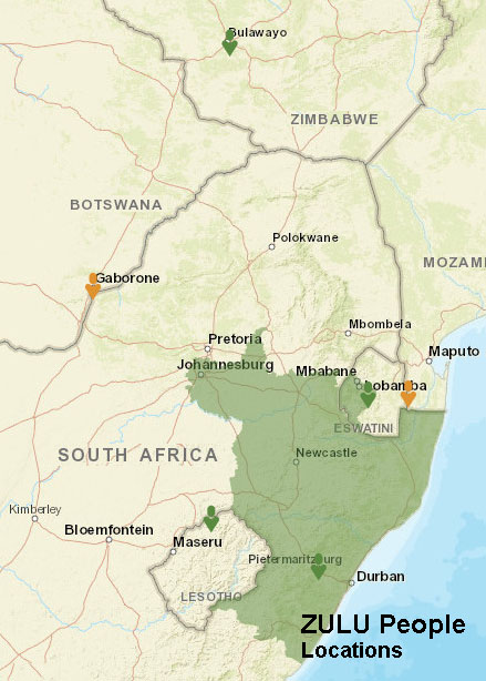 Zulu people map